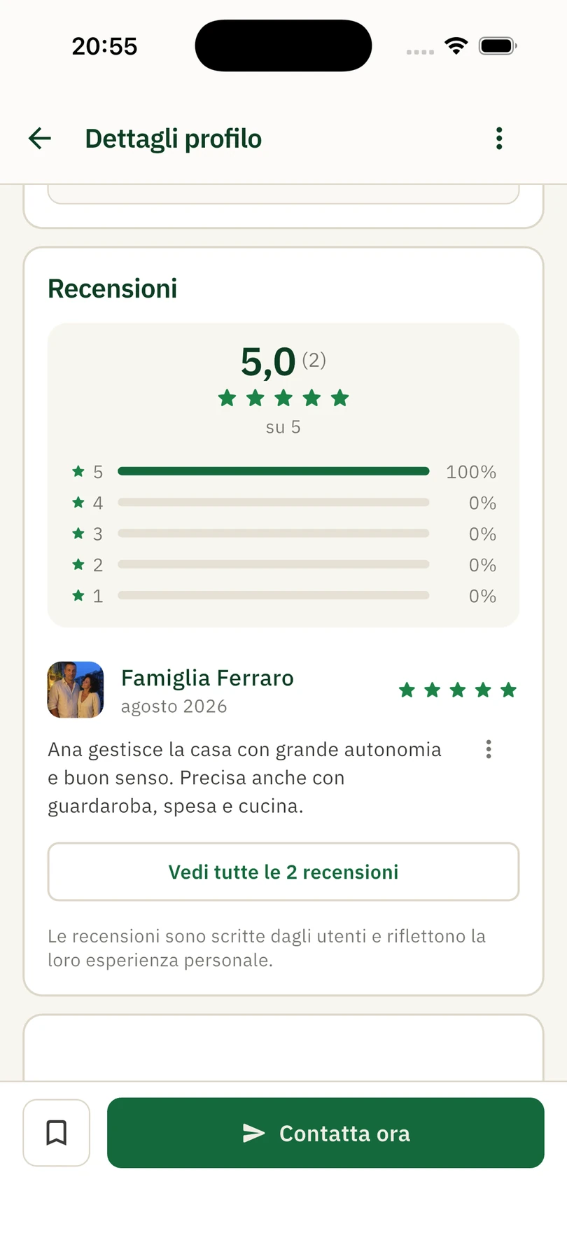 Profilo DoEmploy con recensioni di una collaboratrice